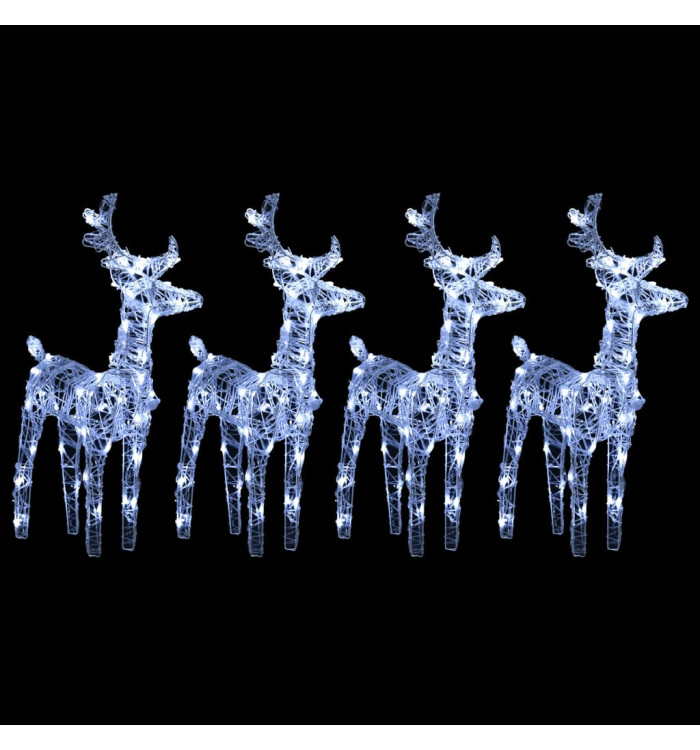Rennes de Noël 4 pcs 160 LED Blanc froid Acrylique | Mobilier & Déco