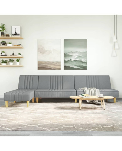 Canapé-lit en forme de L gris clair 255x140x70 cm tissu | Mobilier & Déco