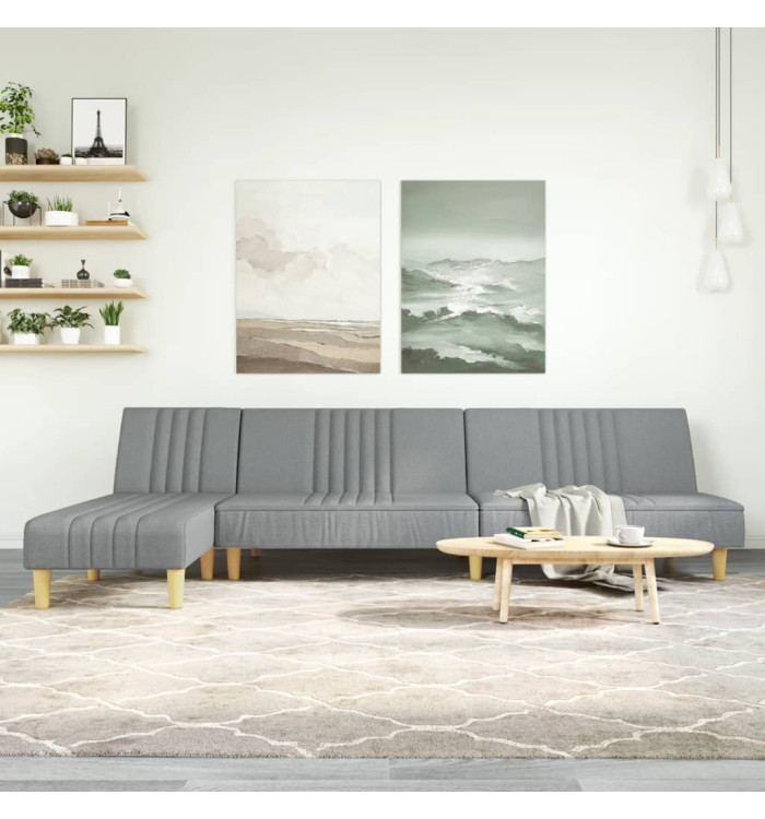 Canapé-lit en forme de L gris clair 255x140x70 cm tissu | Mobilier & Déco