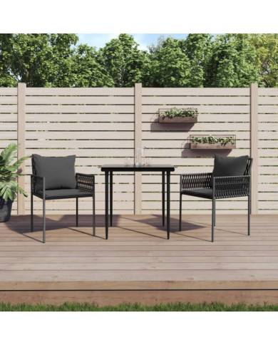 Chaises de jardin avec coussins lot de 2 noir 54x61x83 cm rotin | Mobilier & Déco