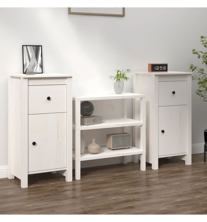 Buffets 2 pcs blanc 40x35x80 cm bois massif de pin | Mobilier & Déco