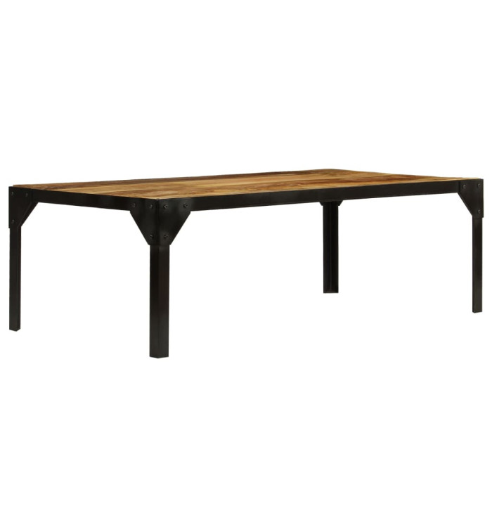 Table basse Bois massif de manguier brut et acier 110 cm | Mobilier & Déco