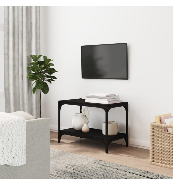 Meuble TV Noir 60x33x41 cm Bois d'ingénierie et acier | Mobilier & Déco