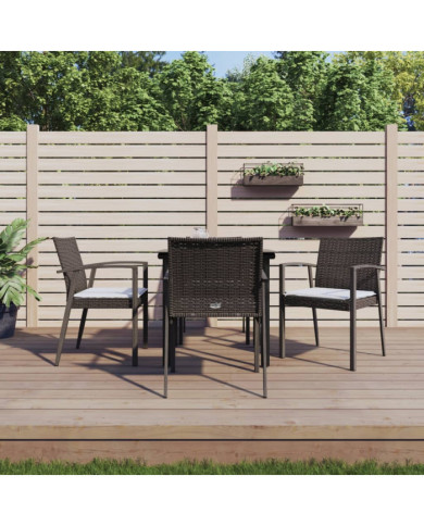 Ensemble à manger de jardin 5 pcs coussins résine tressée acier | Mobilier & Déco