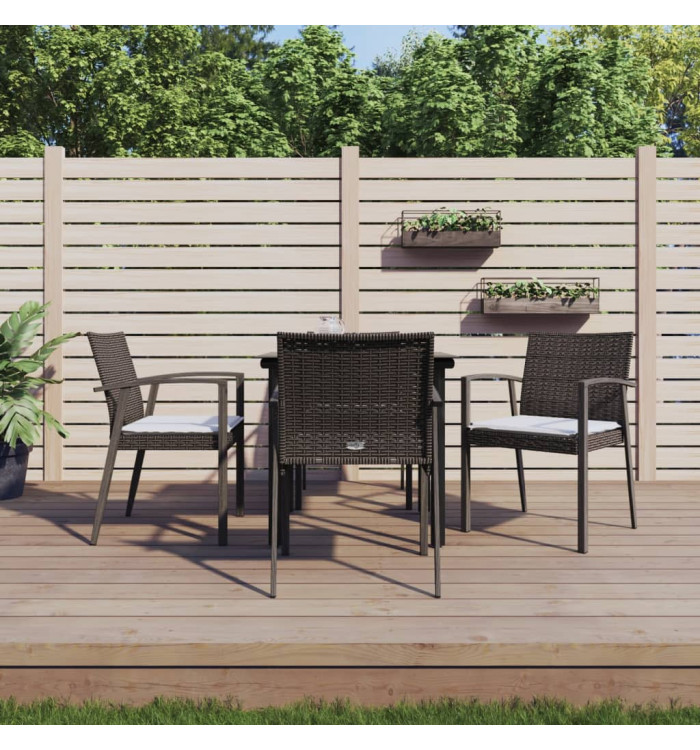 Ensemble à manger de jardin 5 pcs coussins résine tressée acier | Mobilier & Déco