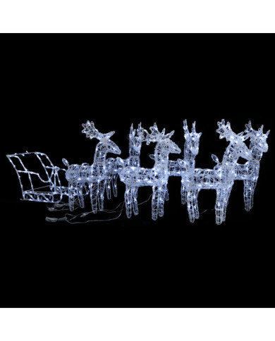 Décoration de Noël Rennes et traîneau 320 LED Acrylique | Mobilier & Déco