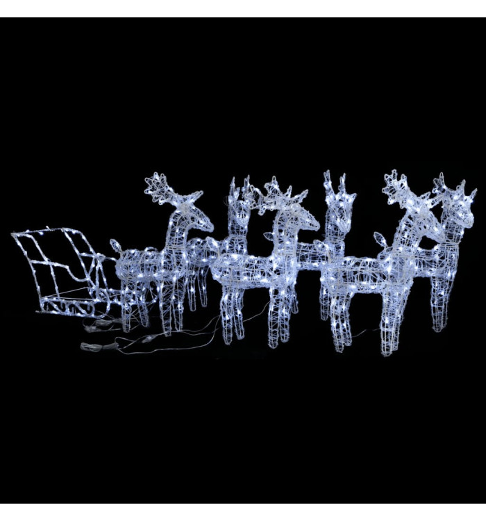 Décoration de Noël Rennes et traîneau 320 LED Acrylique | Mobilier & Déco