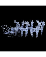 Décoration de Noël Rennes et traîneau 320 LED Acrylique | Mobilier & Déco