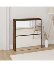 Armoire à chaussures miroir à 2 niveaux Chêne fumé 63x17x67 cm | Mobilier & Déco