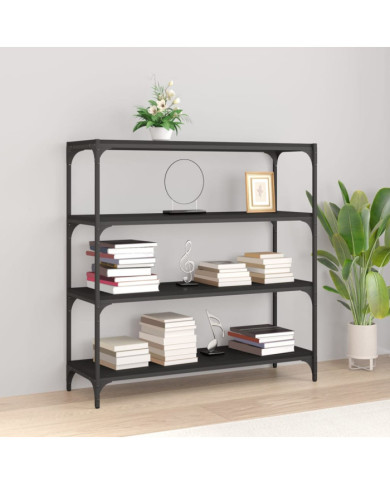 Bibliothèque Noir 100x33x100 cm Bois d'ingénierie et acier | Mobilier & Déco