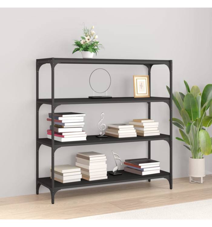 Bibliothèque Noir 100x33x100 cm Bois d'ingénierie et acier | Mobilier & Déco