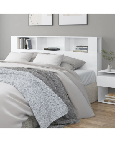 Armoire de tête de lit Blanc brillant 200x18,5x104,5 cm | Mobilier & Déco