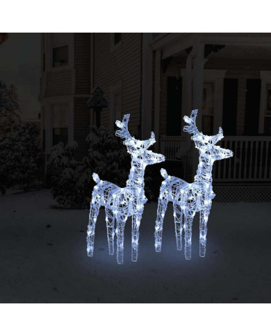 Rennes de Noël 2 pcs 80 LED Blanc froid Acrylique | Mobilier & Déco