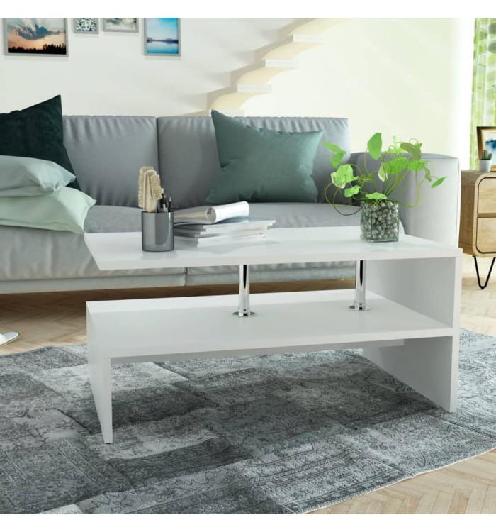 Table basse Bois d'ingénierie 90x59x42 cm Blanc | Mobilier & Déco