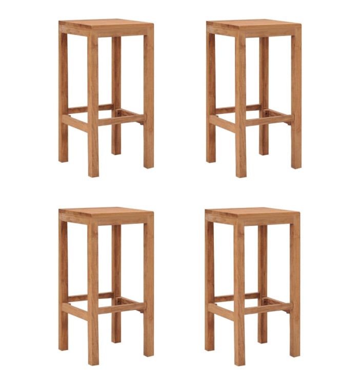 Tabourets de bar lot de 4 bois de teck massif | Mobilier & Déco