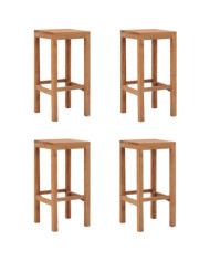 Tabourets de bar lot de 4 bois de teck massif | Mobilier & Déco