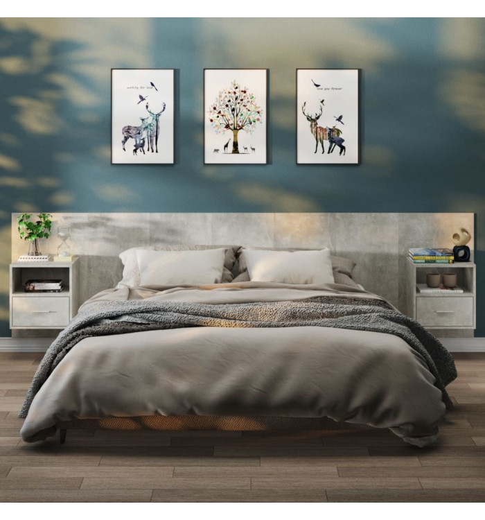 Tables de chevet murales 2 pcs Gris béton | Mobilier & Déco
