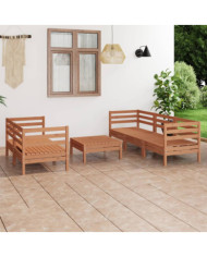 Salon de jardin 6 pcs Marron miel Bois de pin massif | Mobilier & Déco