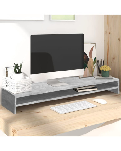 Support de moniteur Gris béton 100x24x13 cm Bois d'ingénierie | Mobilier & Déco