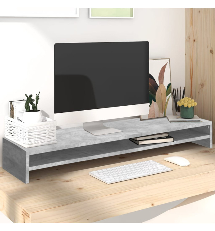 Support de moniteur Gris béton 100x24x13 cm Bois d'ingénierie | Mobilier & Déco