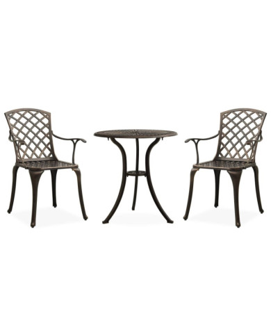 Ensemble de bistro 3 pcs Aluminium coulé Bronze | Mobilier & Déco
