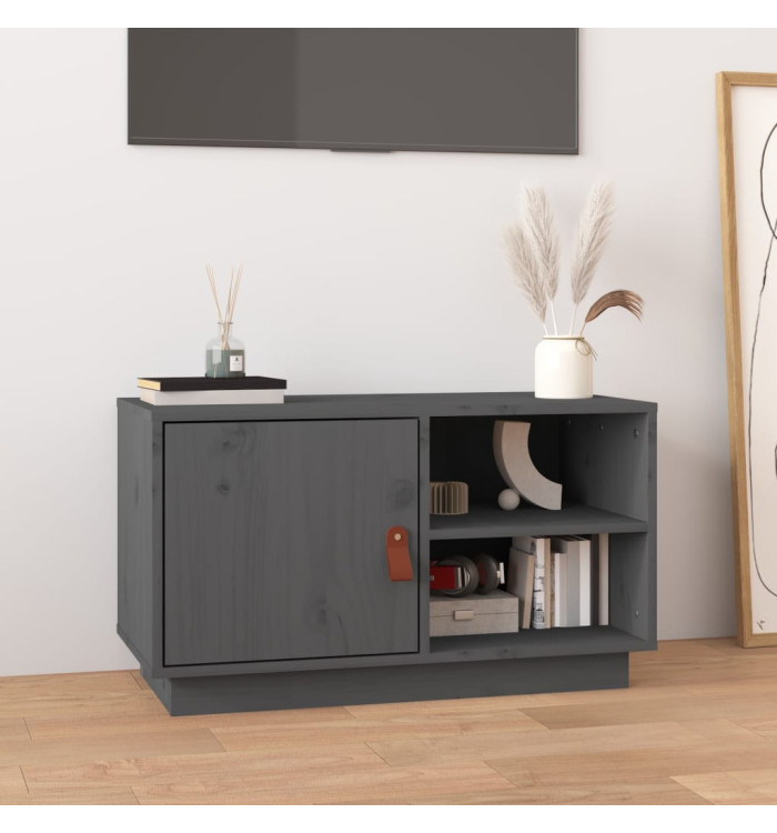 Meuble TV Gris 70x34x40 cm Bois de pin massif | Mobilier & Déco