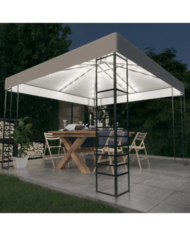 Chapiteau de jardin avec guirlande lumineuse à LED 3x3 m Blanc | Mobilier & Déco