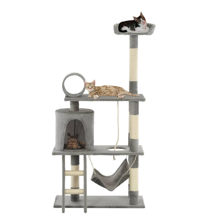 Arbre à chat avec griffoirs en sisal 140 cm Gris | Mobilier & Déco