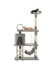Arbre à chat avec griffoirs en sisal 140 cm Gris | Mobilier & Déco