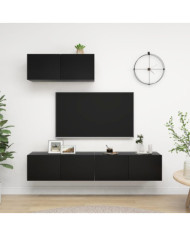 Meubles TV 3 pcs Noir Bois d'ingénierie | Mobilier & Déco