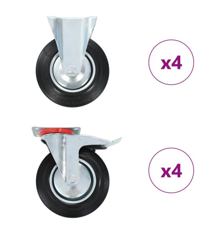 8 pcs Roulettes 200 mm | Mobilier & Déco