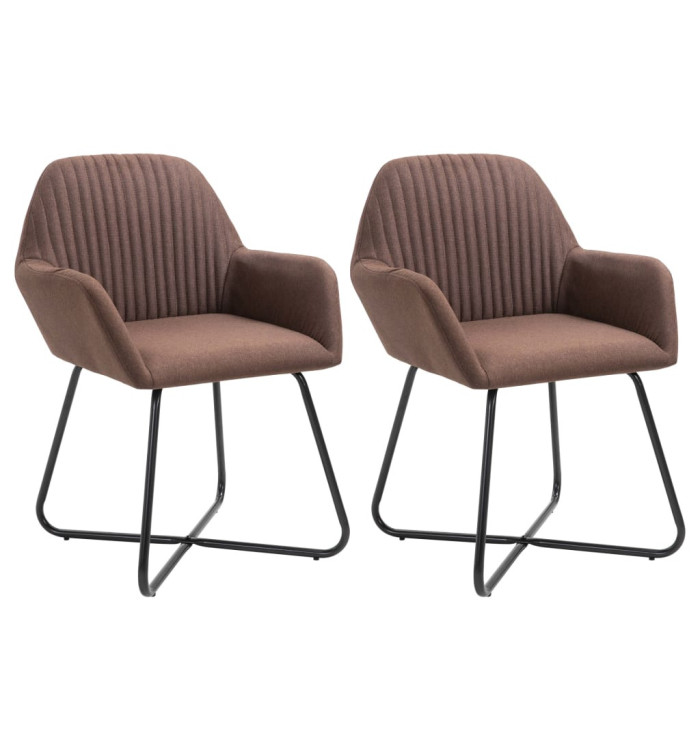 Chaises à manger lot de 2 marron tissu | Mobilier & Déco
