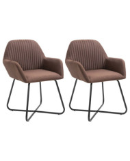 Chaises à manger lot de 2 marron tissu | Mobilier & Déco