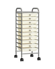 Chariot de rangement mobile à 10 tiroirs Blanc Plastique | Mobilier & Déco