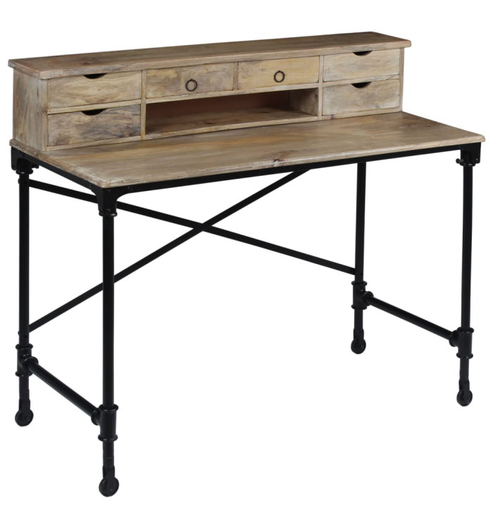 Bureau Bois de manguier massif et acier 110 x 50 x 96 cm | Mobilier & Déco