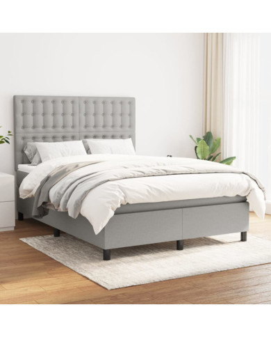 Sommier à lattes de lit avec matelas Gris clair 140x190cm Tissu | Mobilier & Déco