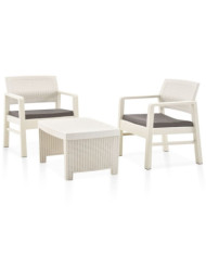 Salon de jardin 3 pcs Plastique Blanc | Mobilier & Déco