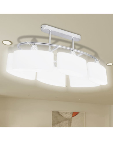 Plafonnier avec abat-jour en verre pour 6 ampoules E14 | Mobilier & Déco