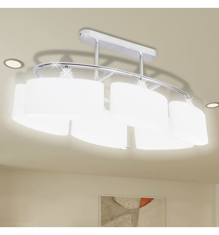 Plafonnier avec abat-jour en verre pour 6 ampoules E14 | Mobilier & Déco