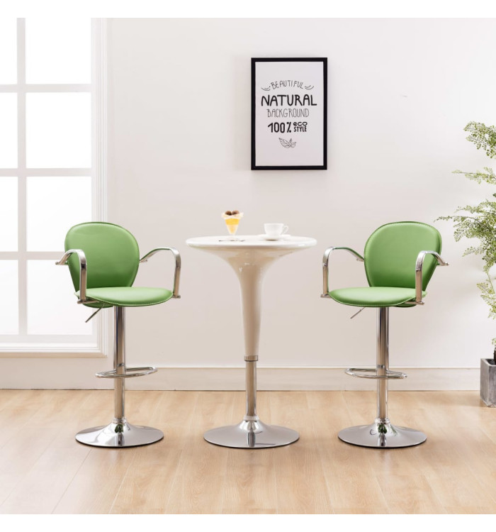 Tabourets de bar avec accoudoir lot de 2 vert similicuir | Mobilier & Déco