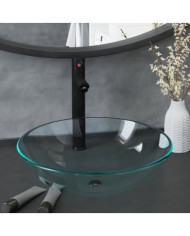 Lavabo de bain avec robinet et drain à poussoir Verre trempé | Mobilier & Déco