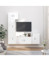 Ensemble de meubles TV 5 pcs Blanc brillant Bois d'ingénierie | Mobilier & Déco