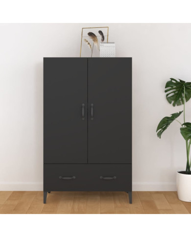 Buffet haut noir 70x31x115 cm bois d'ingénierie | Mobilier & Déco