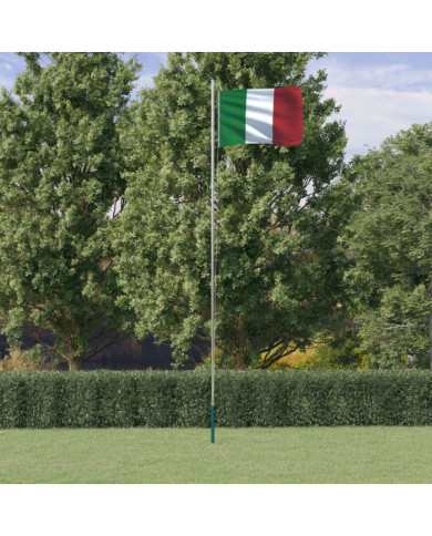 Drapeau de l'Italie et mât 6,23 m Aluminium | Mobilier & Déco