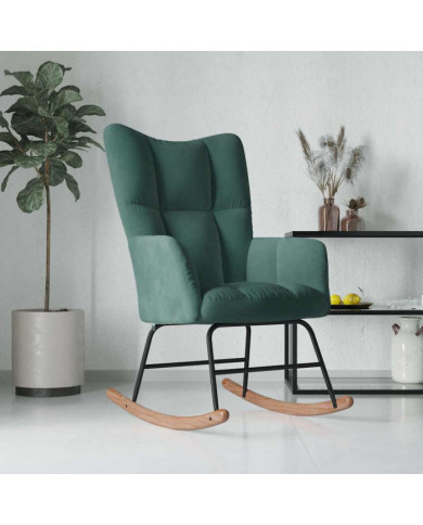 Chaise à bascule Vert foncé Velours | Mobilier & Déco