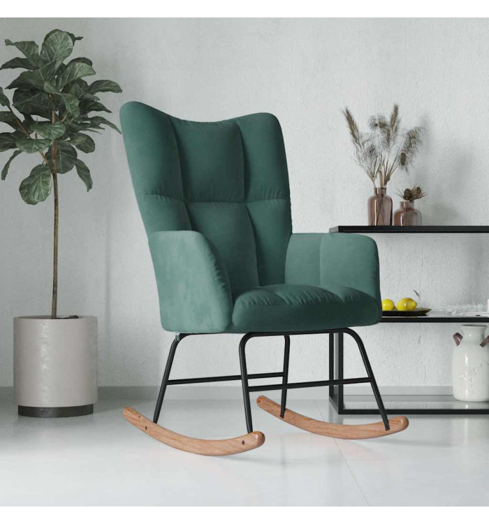 Chaise à bascule Vert foncé Velours | Mobilier & Déco