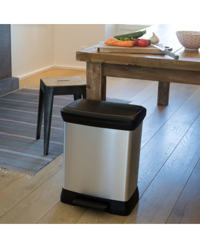 Curver Poubelle à pédale Deco Rectangulaire 30 L Argenté | Mobilier & Déco