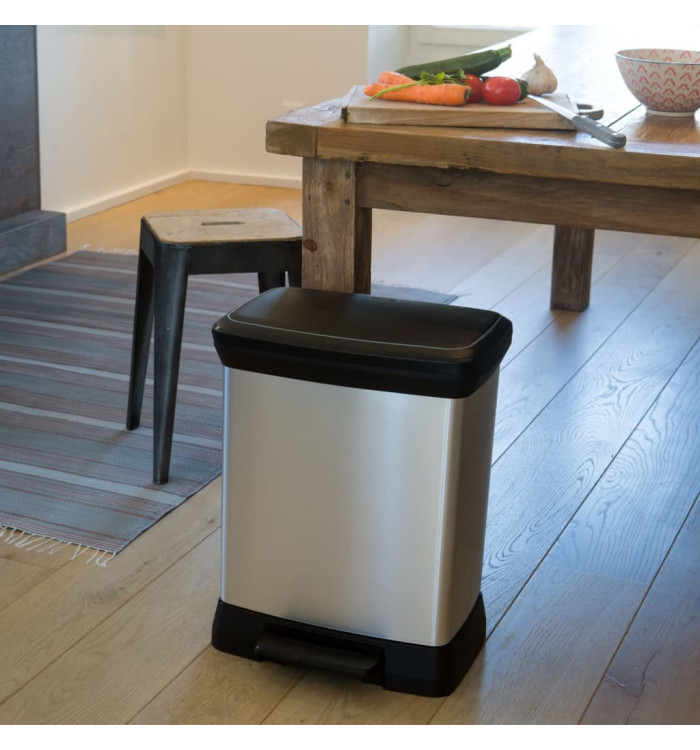 Curver Poubelle à pédale Deco Rectangulaire 30 L Argenté | Mobilier & Déco