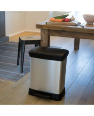 Curver Poubelle à pédale Deco Rectangulaire 30 L Argenté | Mobilier & Déco