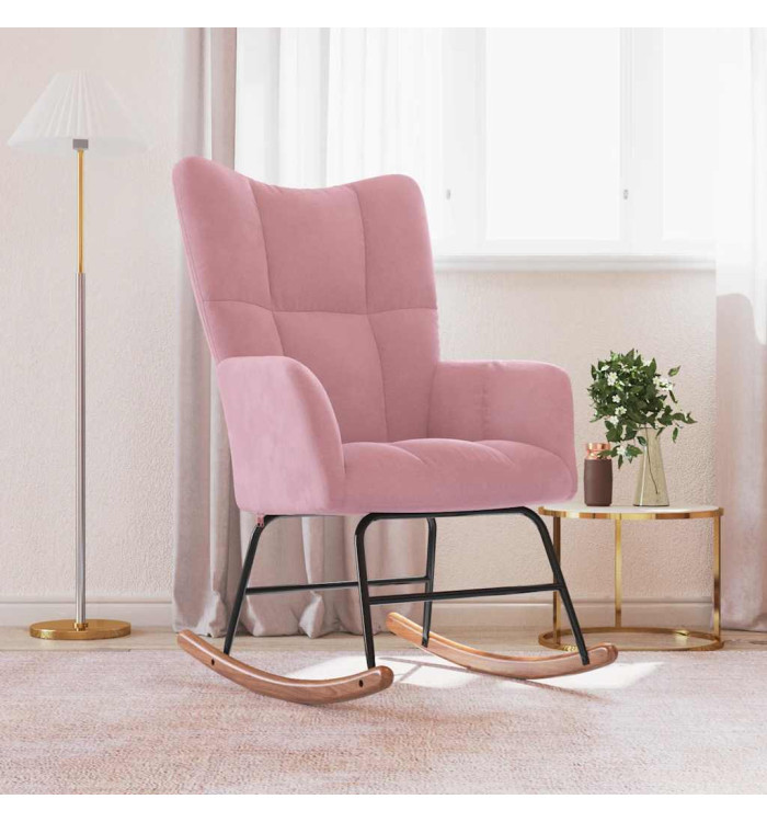 Chaise à bascule Rose Velours | Mobilier & Déco
